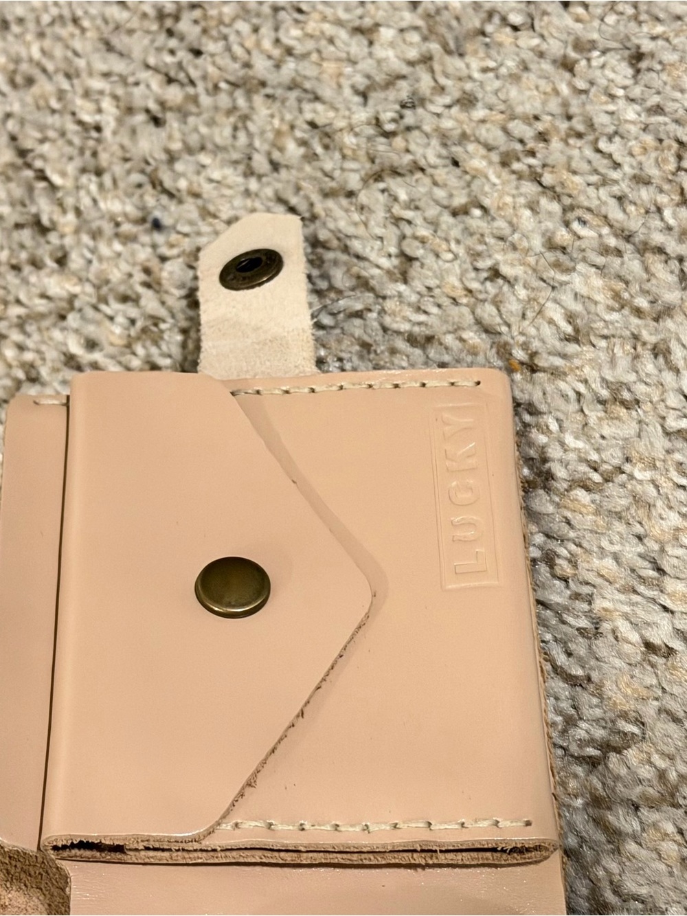 Lucky Nude  Beige Soft Leather Snap Wallet - Picture 5 of 10